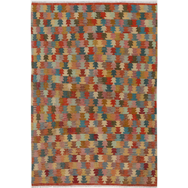 Maimana Kilim Hand-Woven Wool Kilim IVA0015390 - Natalia Rugs