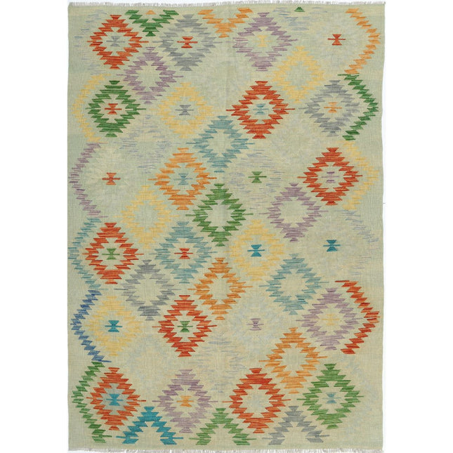 Maimana Kilim Hand-Woven Wool Kilim IVA0017126 - Natalia Rugs