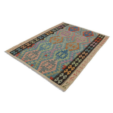 Maimana Kilim 5' 1" X 6' 6" Wool Hand-Woven Kilim 5' 1" X 6' 6" (155 X 198) / Multi / Multi