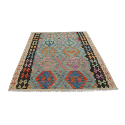 Maimana Kilim 5' 1" X 6' 6" Wool Hand-Woven Kilim 5' 1" X 6' 6" (155 X 198) / Multi / Multi