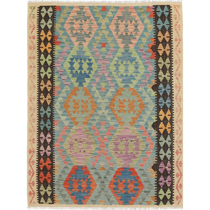 Maimana Kilim Hand-Woven Wool Kilim IVA0017239 - Natalia Rugs