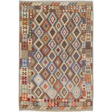 Maimana Kilim Hand-Woven Wool Kilim IVA0017926 - Natalia Rugs