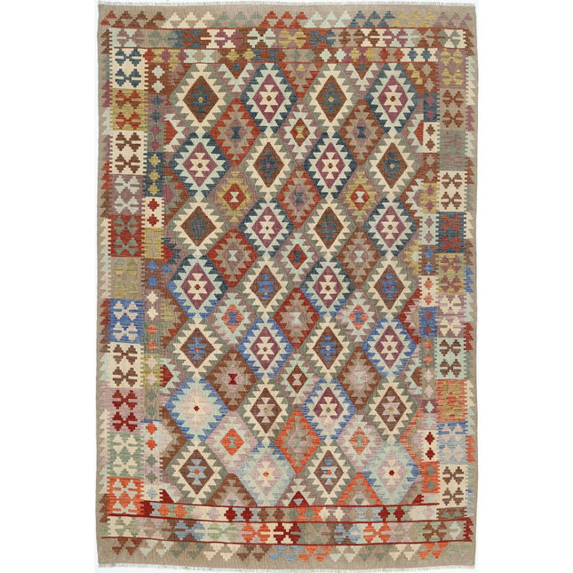 Maimana Kilim Hand-Woven Wool Kilim IVA0017926 - Natalia Rugs