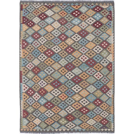 Maimana Kilim Hand-Woven Wool Kilim IVA0018116 - Natalia Rugs