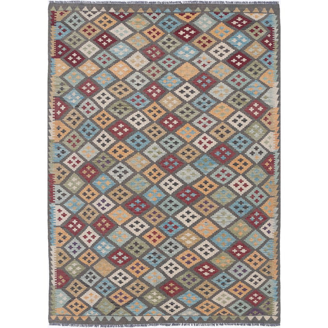 Maimana Kilim Hand-Woven Wool Kilim IVA0018116 - Natalia Rugs