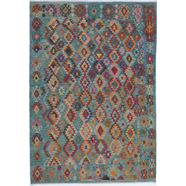 Maimana Kilim Hand-Woven Wool Kilim IVA0018362 - Natalia Rugs