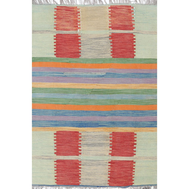 Maimana Kilim Hand-Woven Wool Kilim IVA0020455 - Natalia Rugs