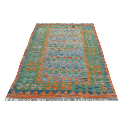 Maimana Kilim 3' 11" X 5' 6" Wool Hand-Woven Kilim 3' 11" X 5' 6" (119 X 168) / Multi / Multi