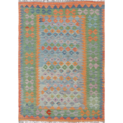 Maimana Kilim Hand-Woven Wool Kilim IVA0020459 - Natalia Rugs