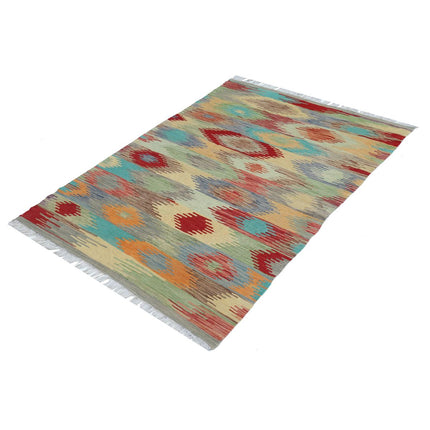 Maimana Kilim 3' 10" X 5' 6" Wool Hand-Woven Kilim 3' 10" X 5' 6" (117 X 168) / Multi / Multi