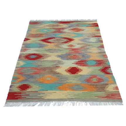 Maimana Kilim 3' 10" X 5' 6" Wool Hand-Woven Kilim 3' 10" X 5' 6" (117 X 168) / Multi / Multi