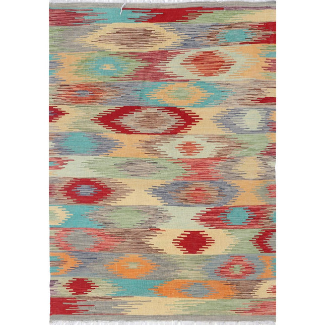 Maimana Kilim Hand-Woven Wool Kilim IVA0020502 - Natalia Rugs