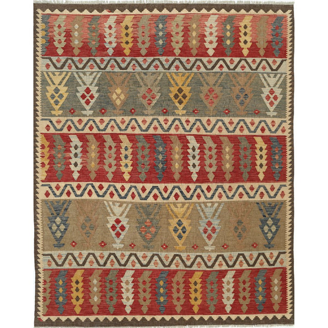 Maimana Kilim Hand-Woven Wool Kilim IVA0027419 - Natalia Rugs