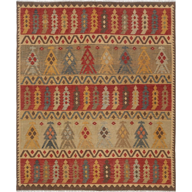 Maimana Kilim Hand-Woven Wool Kilim IVA0027436 - Natalia Rugs