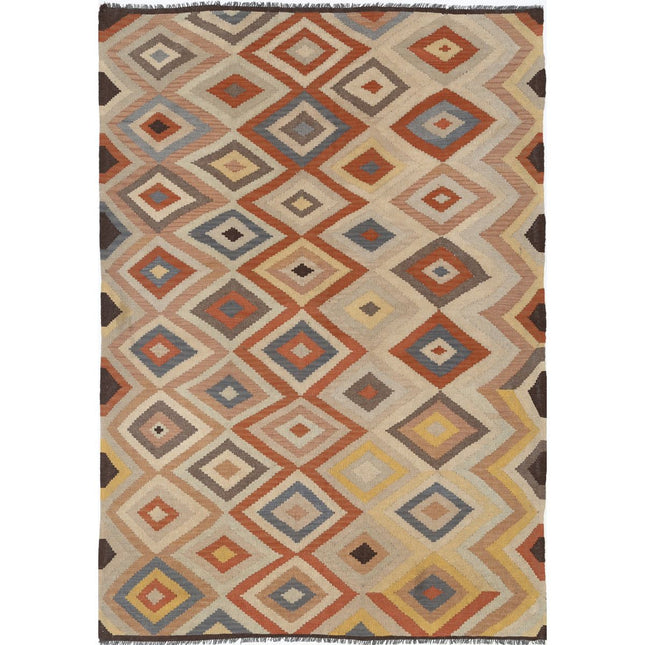 Maimana Kilim Hand-Woven Wool Kilim IVA0027462 - Natalia Rugs