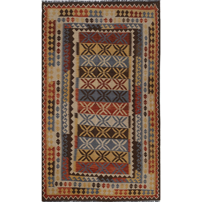 Maimana Kilim Hand-Woven Wool Kilim IVA0027506 - Natalia Rugs