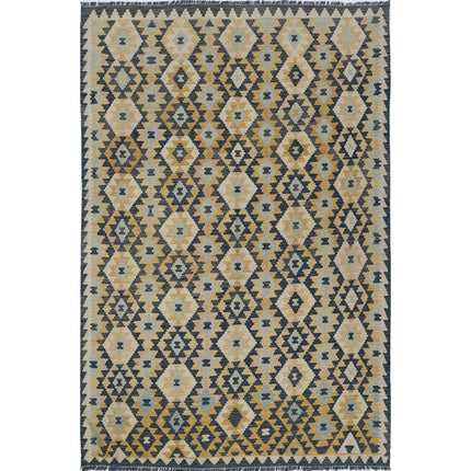 Maimana Kilim Hand-Woven Wool Kilim IVA0028923 - Natalia Rugs