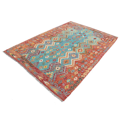 Maimana Kilim 5' 9" X 8' 1" Wool Hand-Woven Kilim 5' 9" X 8' 1" (175 X 246) / Multi / Multi