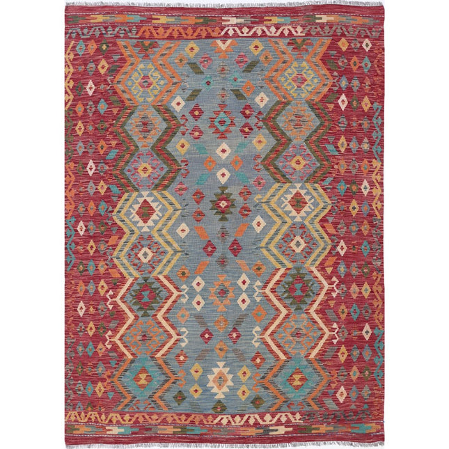 Maimana Kilim Hand-Woven Wool Kilim IVA0033333 - Natalia Rugs