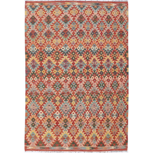 Maimana Kilim Hand-Woven Wool Kilim IVA0033336 - Natalia Rugs