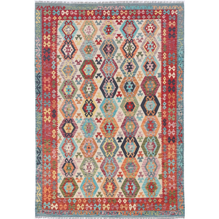 Maimana Kilim Hand-Woven Wool Kilim IVA0033365 - Natalia Rugs