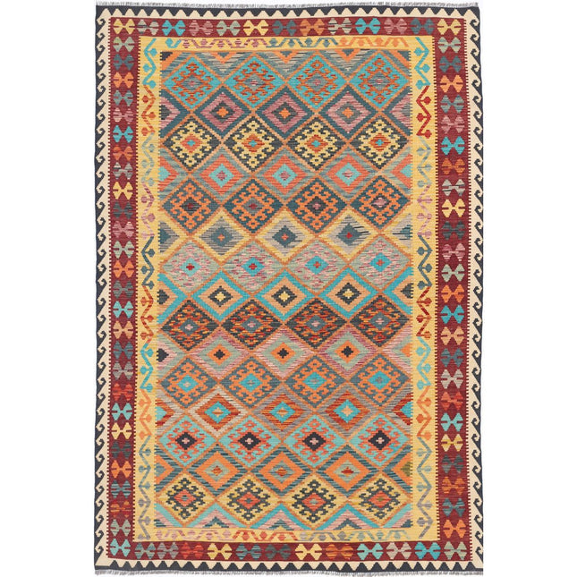 Maimana Kilim Hand-Woven Wool Kilim IVA0033366 - Natalia Rugs