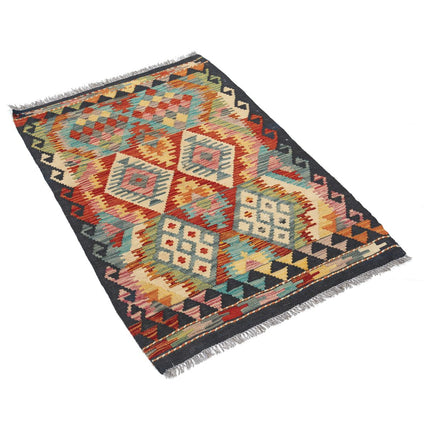 Maimana Kilim 2' 7" X 3' 9" Wool Hand-Woven Kilim 2' 7" X 3' 9" (79 X 114) / Multi / Multi