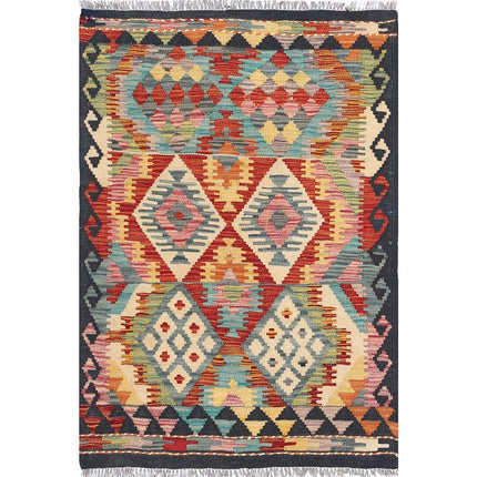 Maimana Kilim Hand-Woven Wool Kilim IVA0033374 - Natalia Rugs