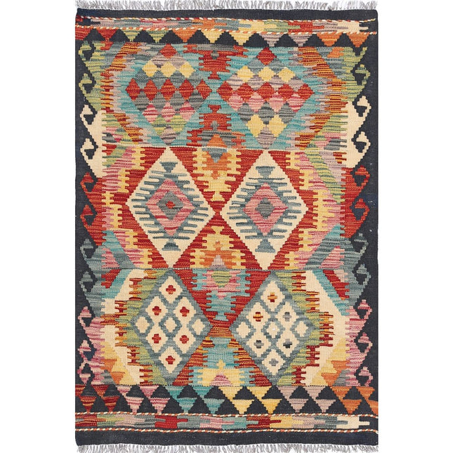 Maimana Kilim Hand-Woven Wool Kilim IVA0033374 - Natalia Rugs