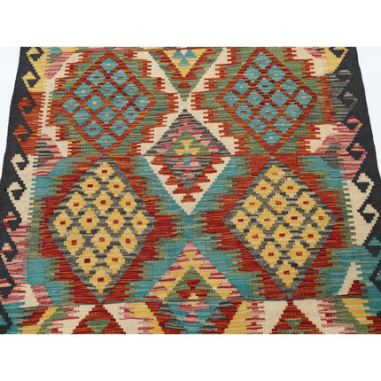 Maimana Kilim 3' 3" X 4' 9" Wool Hand-Woven Kilim 3' 3" X 4' 9" (99 X 145) / Multi / Multi