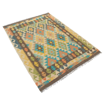 Maimana Kilim 4' 2" X 5' 9" Wool Hand-Woven Kilim 4' 2" X 5' 9" (127 X 175) / Multi / Multi