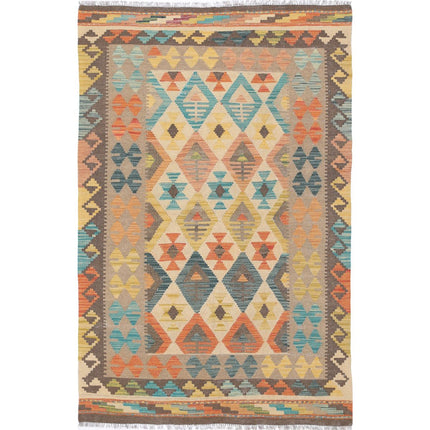 Maimana Kilim Hand-Woven Wool Kilim IVA0033392 - Natalia Rugs