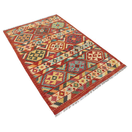 Maimana Kilim 4' 0" X 5' 10" Wool Hand-Woven Kilim 4' 0" X 5' 10" (122 X 178) / Multi / Multi