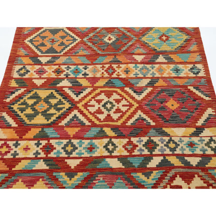 Maimana Kilim 4' 0" X 5' 10" Wool Hand-Woven Kilim 4' 0" X 5' 10" (122 X 178) / Multi / Multi