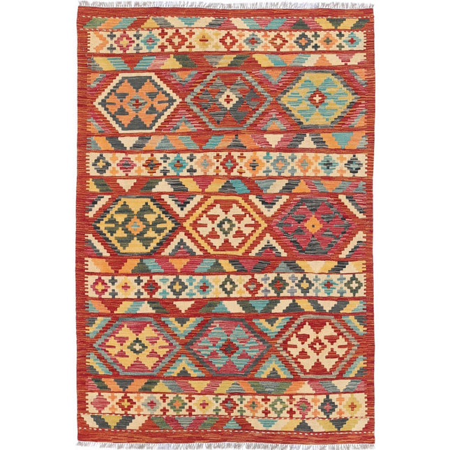 Maimana Kilim Hand-Woven Wool Kilim IVA0033394 - Natalia Rugs