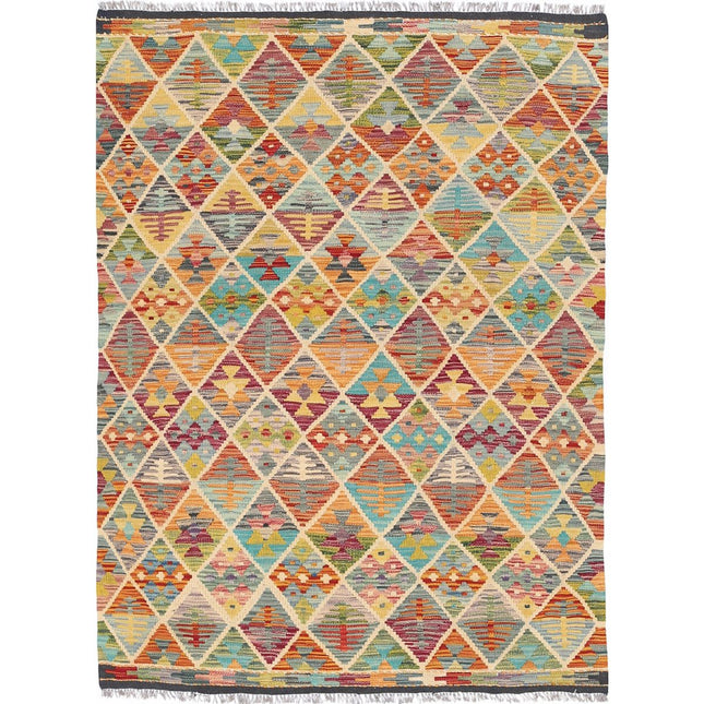 Maimana Kilim Hand-Woven Wool Kilim IVA0033396 - Natalia Rugs