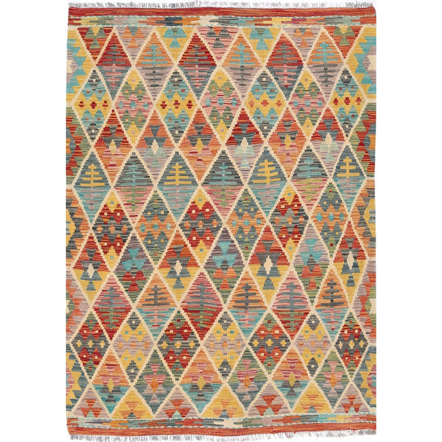 Maimana Kilim Hand-Woven Wool Kilim IVA0033399 - Natalia Rugs