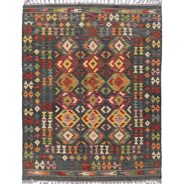 Maimana Kilim Hand-Woven Wool Kilim IVA0033402 - Natalia Rugs