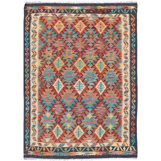 Maimana Kilim Hand-Woven Wool Kilim IVA0033403 - Natalia Rugs