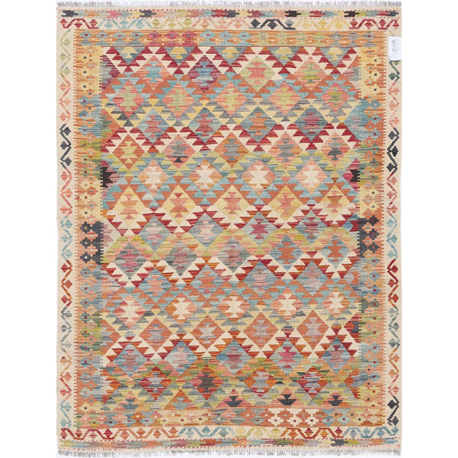 Maimana Kilim Hand-Woven Wool Kilim IVA0033404 - Natalia Rugs