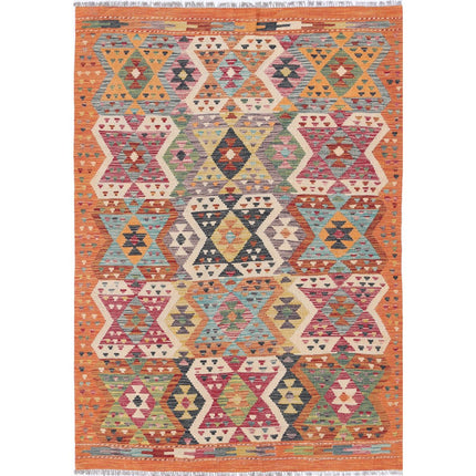 Maimana Kilim Hand-Woven Wool Kilim IVA0033406 - Natalia Rugs