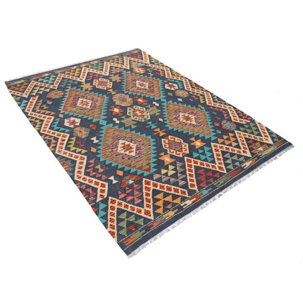 Maimana Kilim 5' 0" X 6' 9" Wool Hand-Woven Kilim 5' 0" X 6' 9" (152 X 206) / Multi / Multi