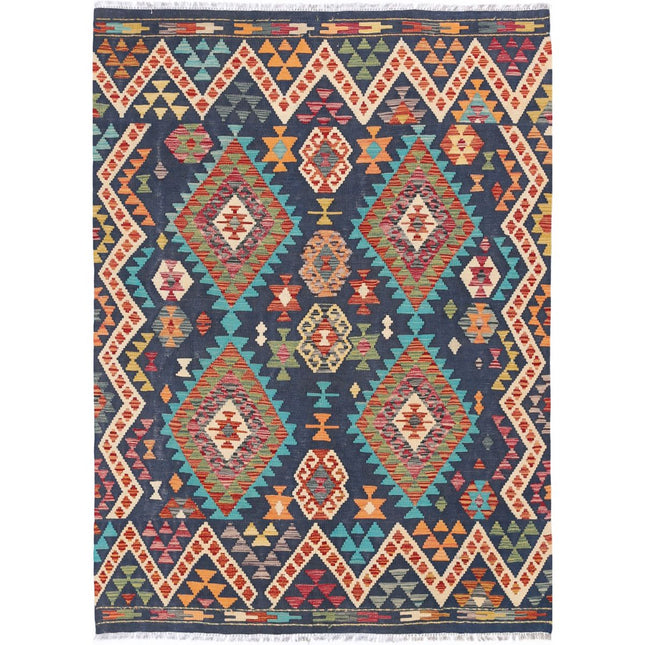 Maimana Kilim Hand-Woven Wool Kilim IVA0033420 - Natalia Rugs