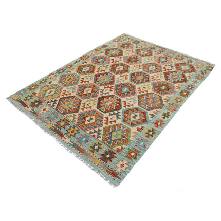 Maimana Kilim 4' 10" X 6' 8" Wool Hand-Woven Kilim 4' 10" X 6' 8" (147 X 203) / Multi / Multi