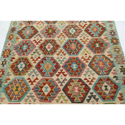 Maimana Kilim 4' 10" X 6' 8" Wool Hand-Woven Kilim 4' 10" X 6' 8" (147 X 203) / Multi / Multi