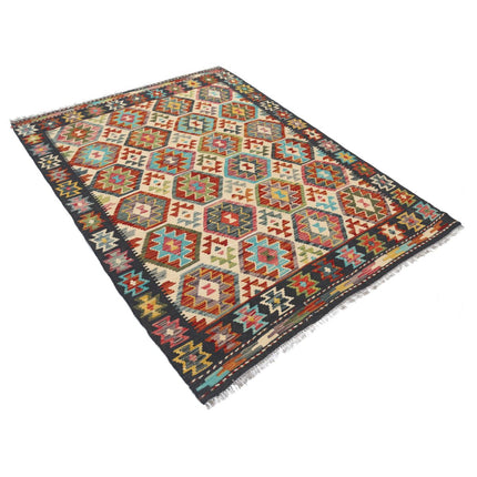 Maimana Kilim 4' 9" X 6' 6" Wool Hand-Woven Kilim 4' 9" X 6' 6" (145 X 198) / Multi / Multi