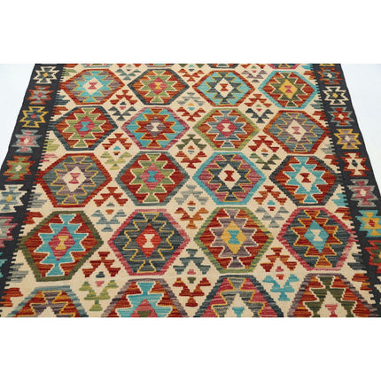 Maimana Kilim 4' 9" X 6' 6" Wool Hand-Woven Kilim 4' 9" X 6' 6" (145 X 198) / Multi / Multi