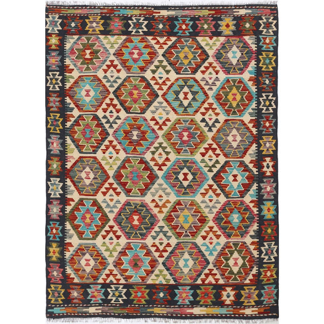 Maimana Kilim Hand-Woven Wool Kilim IVA0033428 - Natalia Rugs