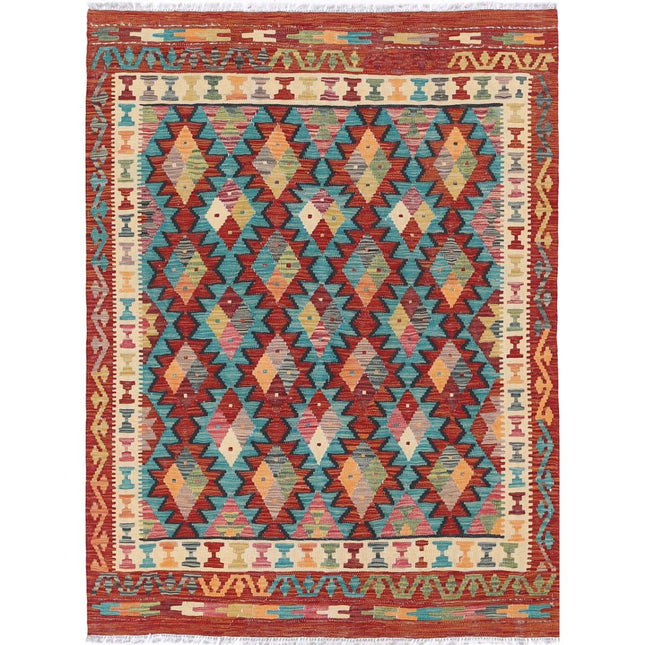 Maimana Kilim Hand-Woven Wool Kilim IVA0033441 - Natalia Rugs