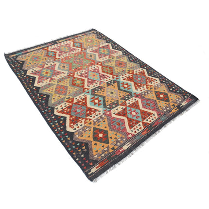 Maimana Kilim 4' 9" X 6' 6" Wool Hand-Woven Kilim 4' 9" X 6' 6" (145 X 198) / Multi / Multi